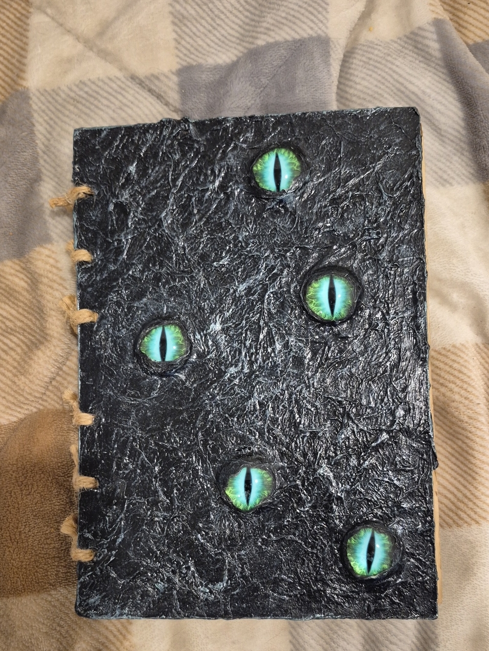 Handmade Black Journal with Green Dragon Eye Accents